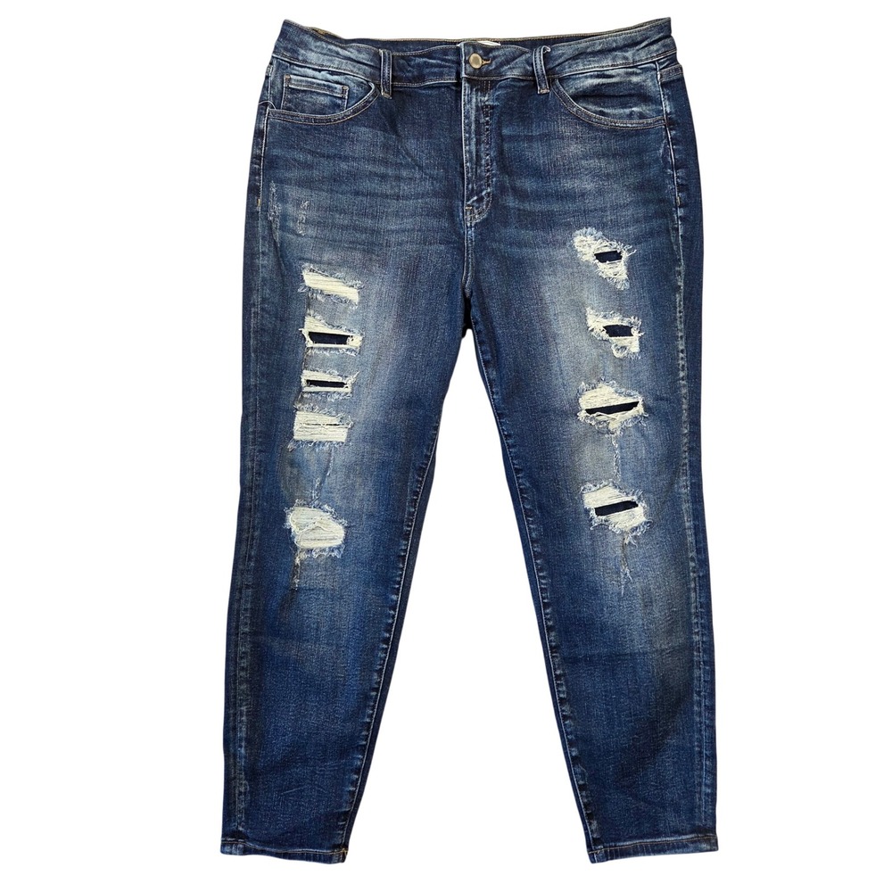 KanCan Signature High Rise Ankle Skinny Distressed Jeans Blue VBK1588A Size 33